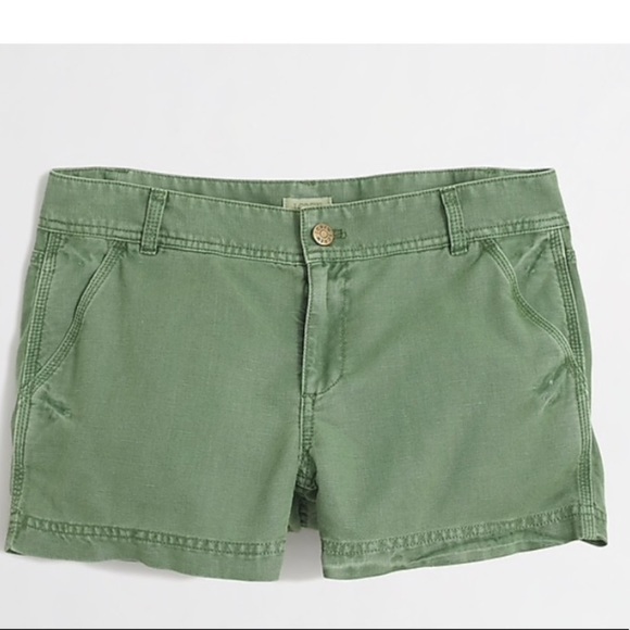 J. Crew Pants - J Crew | Army Green Linen Blend Shorts 4